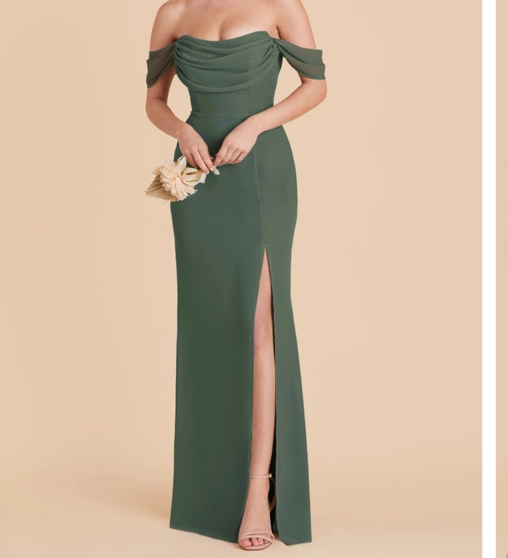 Birdy Grey Off-Shoulder Olive Green Evening Gown